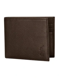 Polo Ralph Lauren lompakko, PEBBLED BILLFOLD LEATHER WALLET Keskiruskea