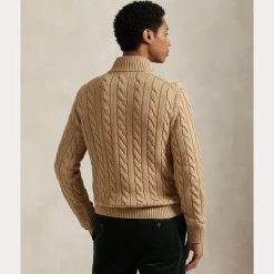 Polo Ralph Lauren Miehet Neulepusero Cotton Cable LS Half Zip Beige