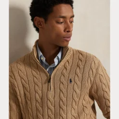 Polo Ralph Lauren Miehet Neulepusero Cotton Cable LS Half Zip Beige