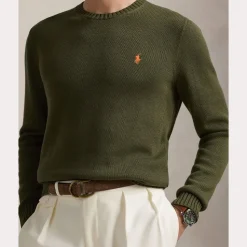 Polo Ralph Lauren Miesten Neulepusero, LONG SLEEVE-SWEATER Khaki