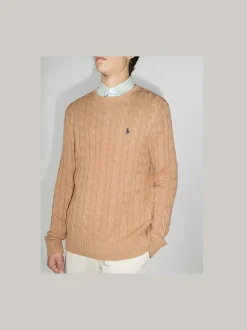 Polo Ralph Lauren miesten kaapelineule, CABLE KNIT COTTON SWEATER Beige