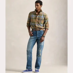 Polo Ralph Lauren miesten kauluspaita, LONG SLEEVE-SPORT SHIRT Vihreä Ruutu