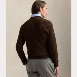 Polo Ralph Lauren miesten neulepusero LSCABLECNPP LONG SLEEVE PULLOVER, tummanruskea