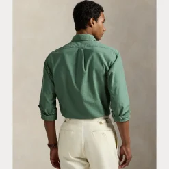 Polo Ralph Lauren miesten kauluspaita, SLIM FIT GARMEND WASHED OXFORD SHIRT Vihreä