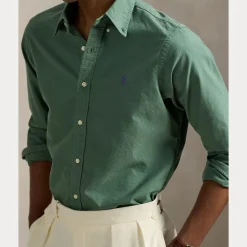 Polo Ralph Lauren miesten kauluspaita, SLIM FIT GARMEND WASHED OXFORD SHIRT Vihreä