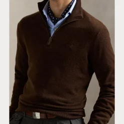 Polo Ralph Lauren Miesten Neulepusero LS HZ PP-LONG SLEEVE-PULLOVER, tummanruskea