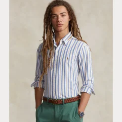 Polo Ralph Lauren miesten kauluspaita, LONG SLEEVE-SPORT SHIRT Sininen Kuosi