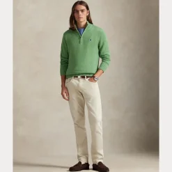 Polo Ralph Lauren miesten neulepaita Cotton Hlaf Zip Pullover, vaaleanvihreä
