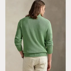 Polo Ralph Lauren miesten neulepaita Cotton Hlaf Zip Pullover, vaaleanvihreä