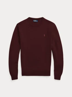 Polo Ralph Lauren miesten neulepusero, LONG SLEEVE PULLOVER CREW WOOL Viininpunainen