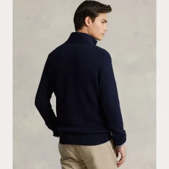 Polo Ralph Lauren miesten neule, COTTON HALF ZIP PULLOVER Tummansininen