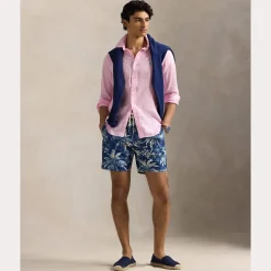 Polo Ralph Lauren miesten kauluspaita, POLO LINEN SHIRT LS CUSTOM FIT Pinkki