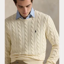 Polo Ralph Lauren miesten neule, LS DRIVE LONG SLEEVE PULLOVER Valkoinen