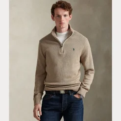 Polo Ralph Lauren miesten neule Cotton Half Zip Pullover, beige