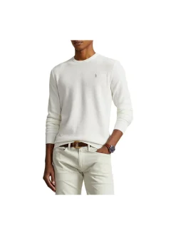 Polo Ralph Lauren miesten pusero, TEXTURED COTTON CREWNECK SWEATER Valkoinen