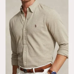 Polo Ralph Lauren Miesten Kauluspaita, FEATHERWEIGHT MESH SHIRT Hiekka