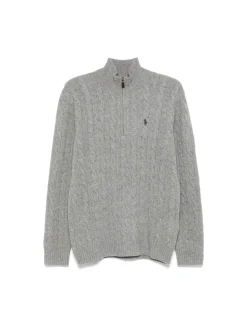 Polo Ralph Lauren Miesten Neulepusero, CABLE-KNIT WOOL-CASHMERE SWEATER Keskiharmaa