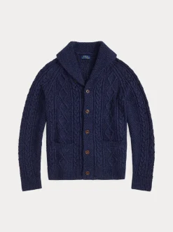 Polo Ralph Lauren miesten neuletakki, ARANS CARDIGAN Tummansininen