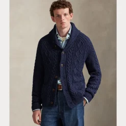 Polo Ralph Lauren miesten neuletakki, ARANS CARDIGAN Tummansininen