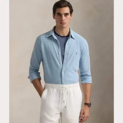 Polo Ralph Lauren Miesten Kauluspaita, FEATHERWEIGHT MESH SHIRT Vaaleansininen