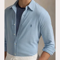 Polo Ralph Lauren Miesten Kauluspaita, FEATHERWEIGHT MESH SHIRT Vaaleansininen