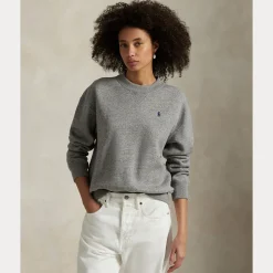 Polo Ralph Lauren naisten collegepaita Fleece Crewneck, vaaleanharmaa meleerattu