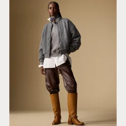 Polo Ralph Lauren naisten collegepaita Fleece Crewneck, vaaleanharmaa meleerattu