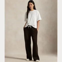 Polo Ralph Lauren naisten collegehousut KNIT-OPEN BOTTOM SWEATPANT-PANTS, tummanruskea