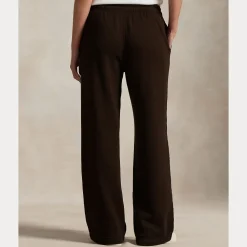 Polo Ralph Lauren naisten collegehousut KNIT-OPEN BOTTOM SWEATPANT-PANTS, tummanruskea