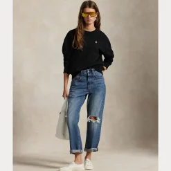 Polo Ralph Lauren naisten collegepaita Fleece Crewneck, musta