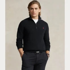 Polo Ralph Lauren puolivetoketjullinen neule, POLO HALF ZIP Musta