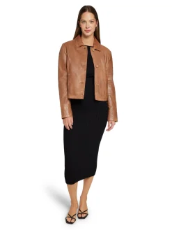 Saki naisten nahkatakki, THEA JACKET Konjakinruskea