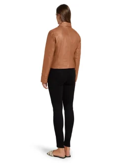 Saki naisten nahkatakki, THEA JACKET Konjakinruskea