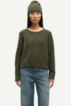 Samsoe and Samsoe, Naisten Neulepaita, Nor O-N Short Armeijanvihreä