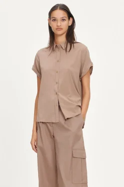 Samsoe and Samsoe, Naisten Lyhythihainen Kauluspaita, Majan Ss Shirt 9942 Beige