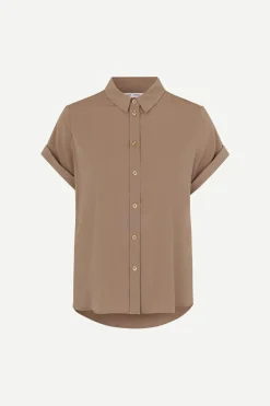 Samsoe and Samsoe, Naisten Lyhythihainen Kauluspaita, Majan Ss Shirt 9942 Beige
