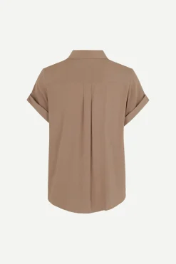 Samsoe and Samsoe, Naisten Lyhythihainen Kauluspaita, Majan Ss Shirt 9942 Beige