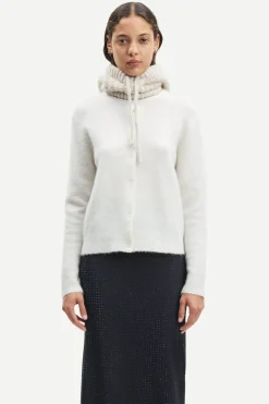Samsoe and Samsoe Naisten Neuletakki, NOR SHORT CARDIGAN 7355 Luonnonvalkoinen