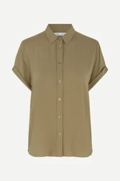 Samsoe and Samsoe, Naisten Lyhythihainen Kauluspaita, Majan Ss Shirt 9942 Khaki