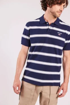 Sebago miesten pikeepaita, MILO STRIPED PIQUE NOS Raidallinen Sininen