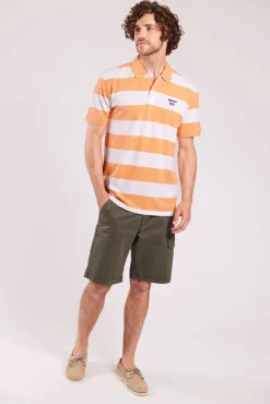 Sebago miesten pikeepaita, MICK BLOCK STRIPE PIQUE NOS Raidallinen Keltainen