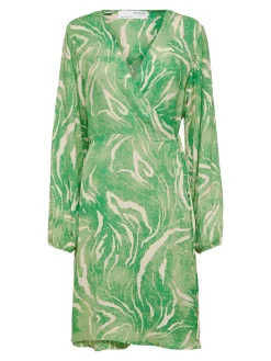 Selected Femme mekko, SLFFIOLA LS AOP SHIRT DRESS Kuosi, Vihreä