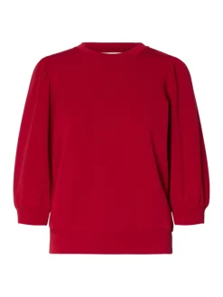 Selected Femme naisten collegepaita SLFTENNY 3/4 SWEAT TOP NOOS, Equestrian Red