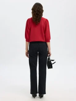 Selected Femme naisten collegepaita SLFTENNY 3/4 SWEAT TOP NOOS, Equestrian Red