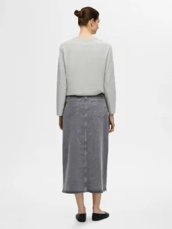 Selected Femme naisten farkkuhame, SLFKRISTA GERDA MAX SKIRT Grafiitti