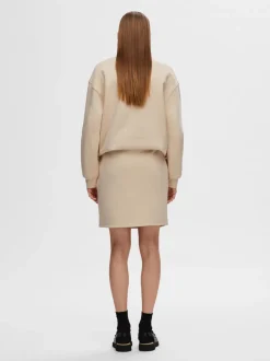 Selected Femme naisten hame, SLFLISA HANKIE MW SHORT SKIRT Vaalea Beige