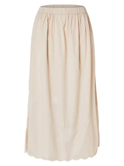 Selected Femme naisten hame, SLFMELLI HW ANKLE SKIRT Hiekka