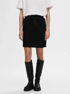 Selected Femme naisten hame, SLFLISA HANKIE MW SHORT SKIRT Musta