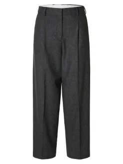 Selected Femme Naisten housut, SLFBARREL BERIT HW PANT Grafiitti