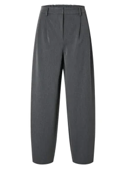 Selected Femme Naisten Housut, SLFPIYA HW BARREL PANT Grafiitti